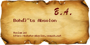 Boháts Absolon névjegykártya